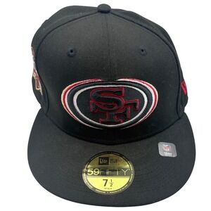 Y2K New Era 59FIFTY SF 49ers Hat Mens 7 1/2 Black 60 Anniversary NWT VTG
